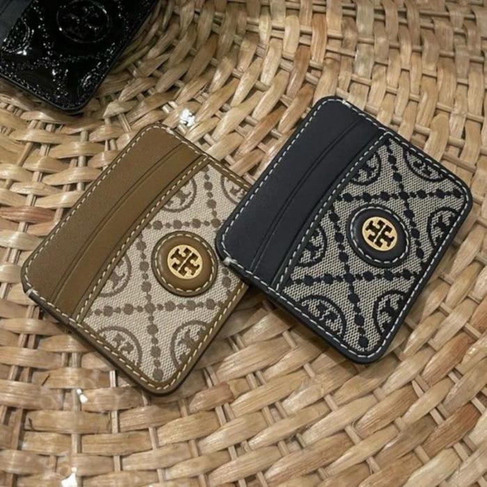 Toryburch Monogram Tb Jacquard Card Wallet Card Holder Tb