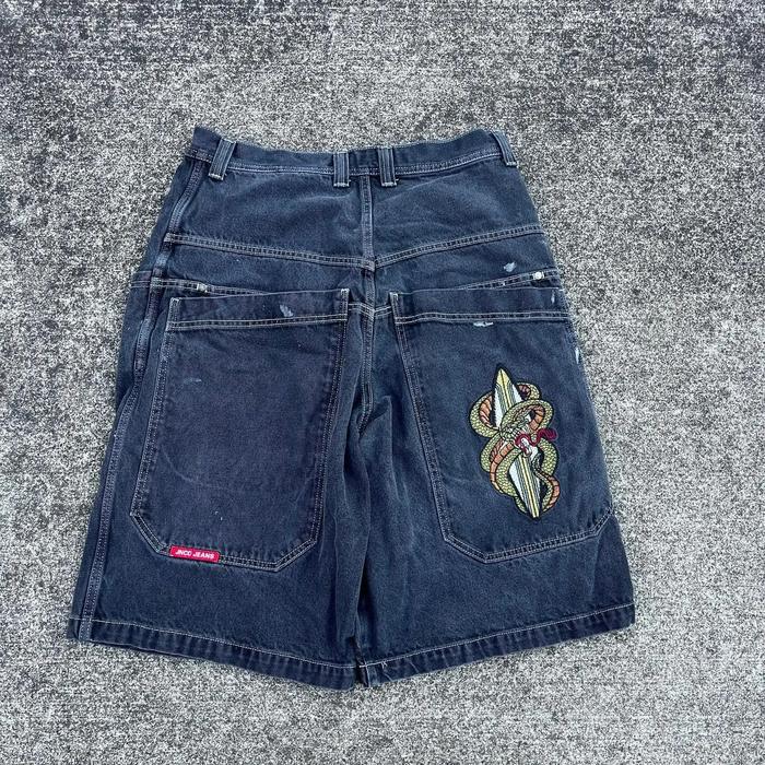 Hip Hop Retro Snake Graphic Streetwear JNCO Shorts Y2K Pants Mens