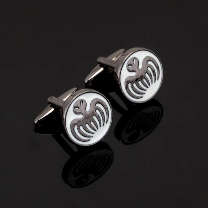 007 James Bond Spectre Logo Cufflinks Black and White Enamel Men