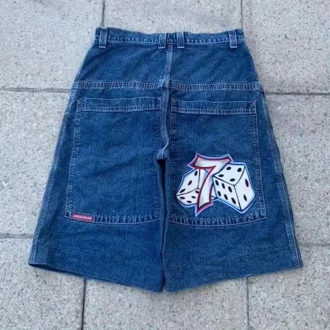 JNCO Shorts Y2K Pants Harajuku Hip Hop Graphic Retro Blue Baggy D
