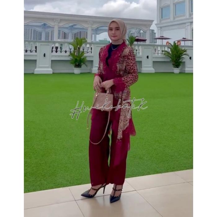Ready - BATIK TRUSMI SET ANDIN KULOT KEBAYA OUTER LACE RENDA BAHAN VISCOSE