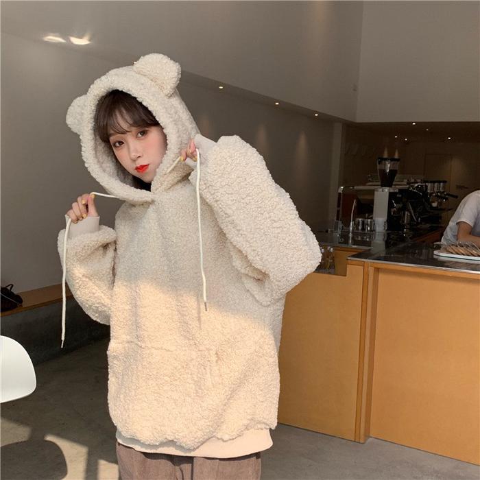 Ready - KJA-15 jaket luaran wanita import korea jepang big size wol bulu