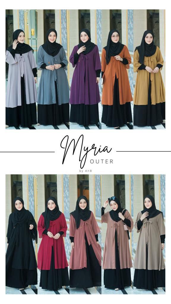 Afsheenastore - Myria Dress Baju Gamis Dewasa Inner dan Outer Simple