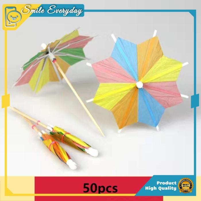 Topper Payung Kertas Cake Topper Happy Birthday Tusuk Gigi Payung 50pc