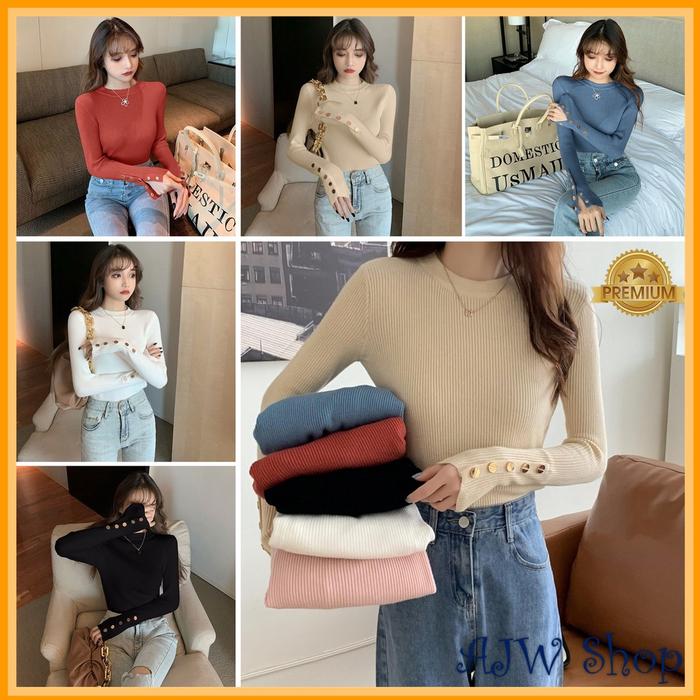 Inner Lengan Panjang Kancing Premium Import Dalaman Blazer Wanita