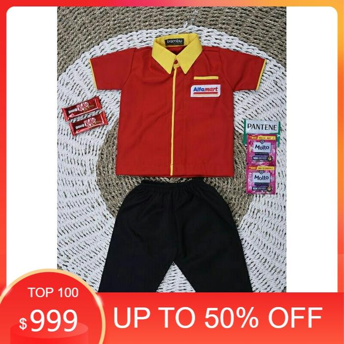 Setelan kostum Alfamart / kostum baju alfam@rt untuk anak anak ready