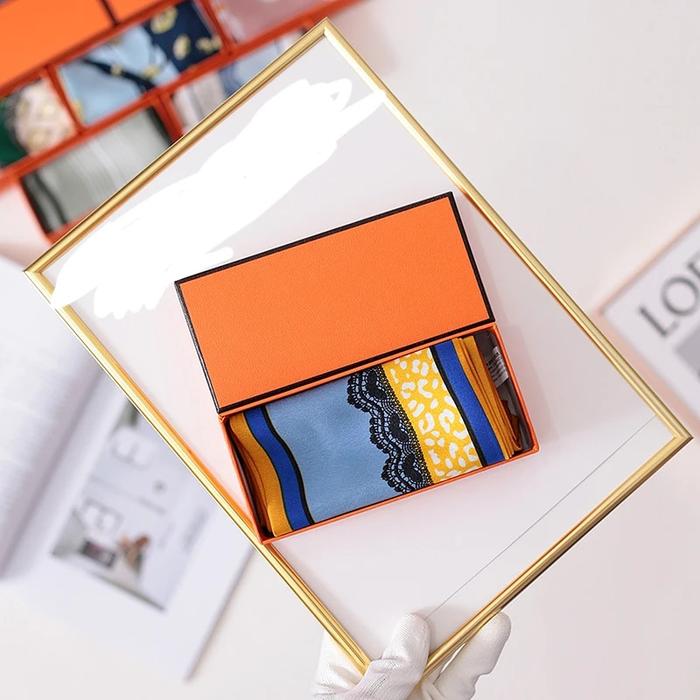 5 Pcs Custom Logo Silk Scarf Gift Package Box Small Silk Scarf Sq