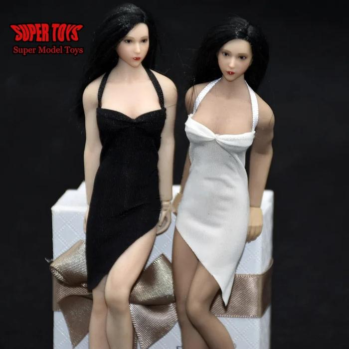 112 Scale Female Soldier Fashion Ultrathin Ice Silk Halter Dress