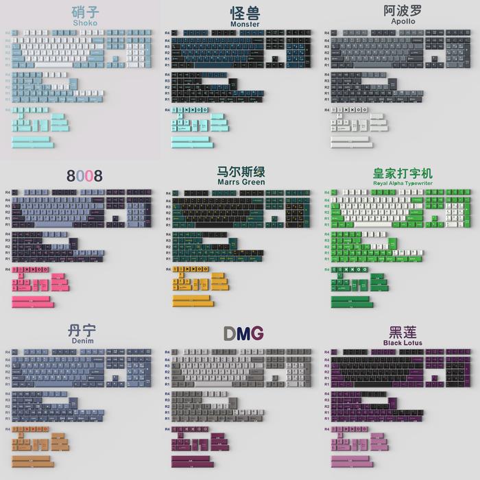 1 Set Gmk 8008 Olivia Arctic Merlin Jamon Aero Marrs Green Heavy