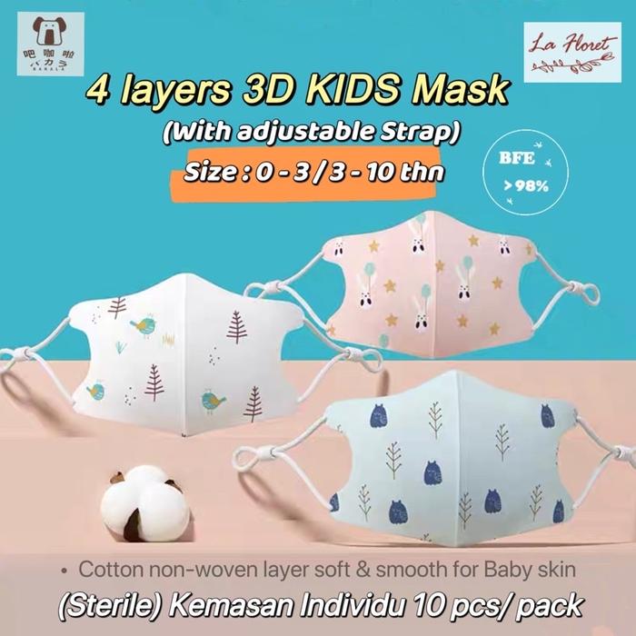 BABY/KIDS 3D Mask with adjustable strap(4 layers Duckbill Mask