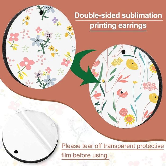 30Pcs Sublimation Blank Earrings Round Mdf Board White Earrings H