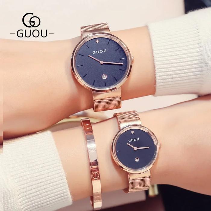 Fashion Guou Men's Ladies Unisex Quartz Luxury Watches Mesh Steel
