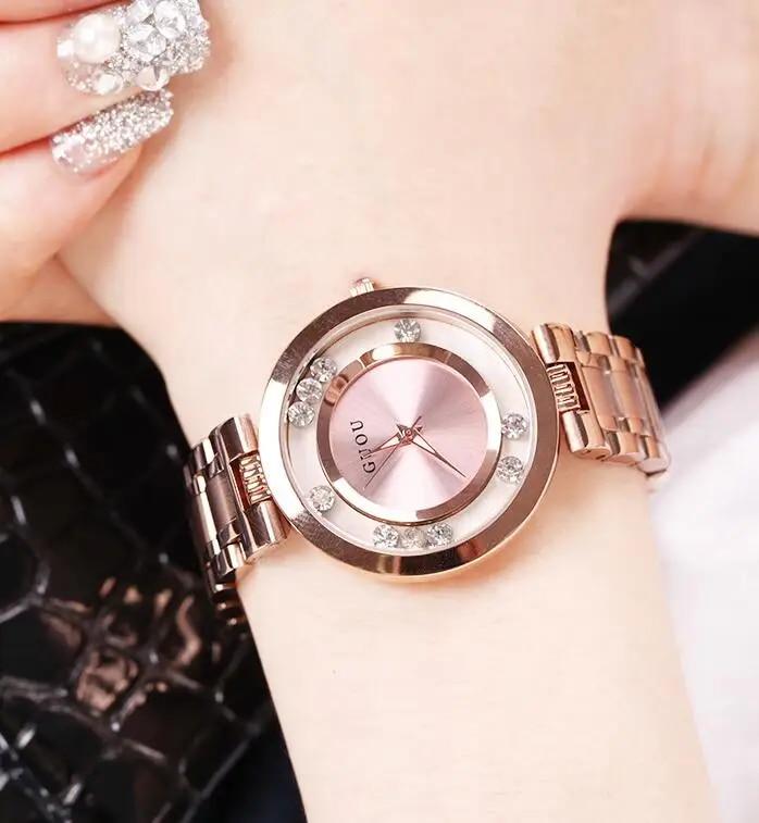 Fashion GUOU Luxury Full Steel Glitter Diamond Ladies Watch Women