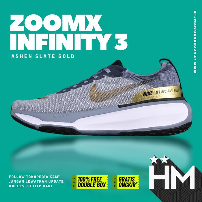 Sepatu Lari ZoomX Invincible Run 3 Ashen Slate Gold DR2660-400 (Size 39-45)