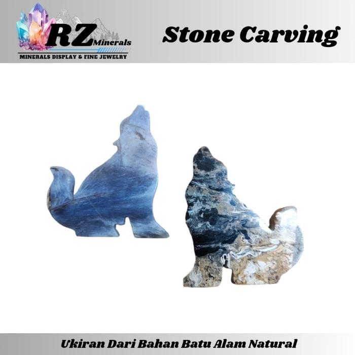 RZ Minerals-Carving Stone Wolf|Natural Palm Root & Lavender|NSC-006