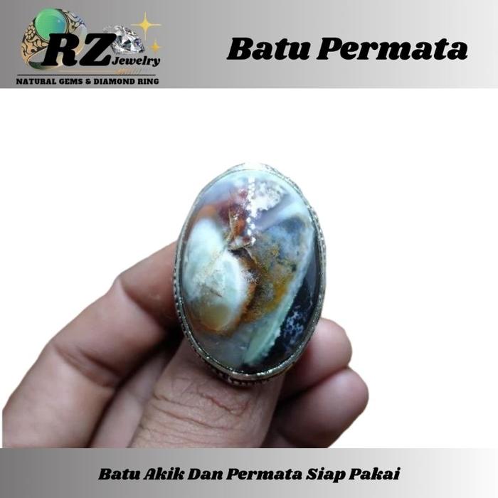 RZ Jewelry-Cincin Batu Akik Pancawarna Garut Jumbo