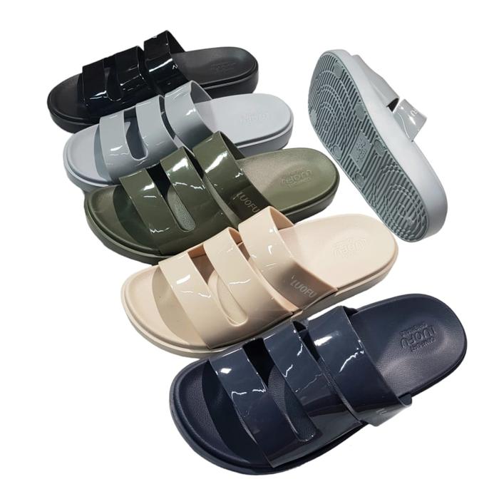 Luofu Sandal Selop Karet Wanita Import E6222-E01SW (AD4)