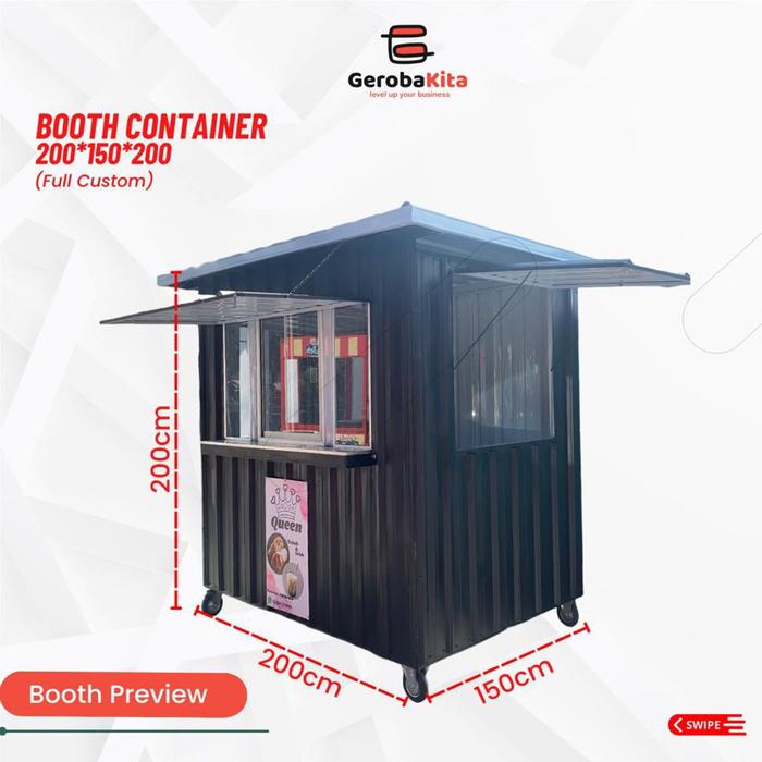 Booth Container Custom Kaca Geser