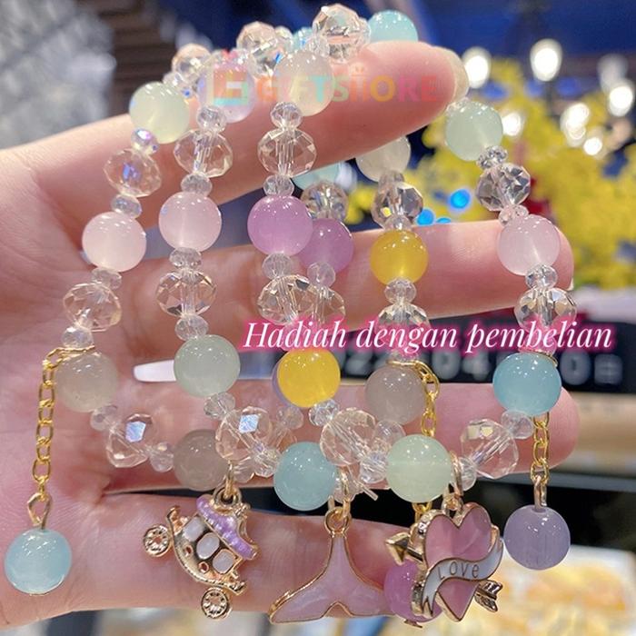 Gelang Manik-manik Semanggi Empat Daun Gelang Kristal Lucu Cinta Cupid