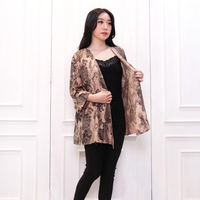 cardigan outer layer katun motif etnik bahan adem