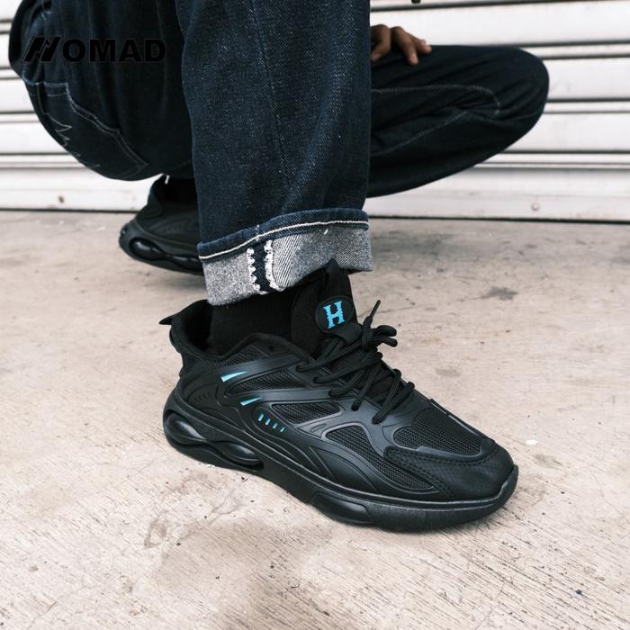 Nomad S3 Smith Sepatu Sekolah Sneakers Casual S3 Hitam Karet Kaos Kaki