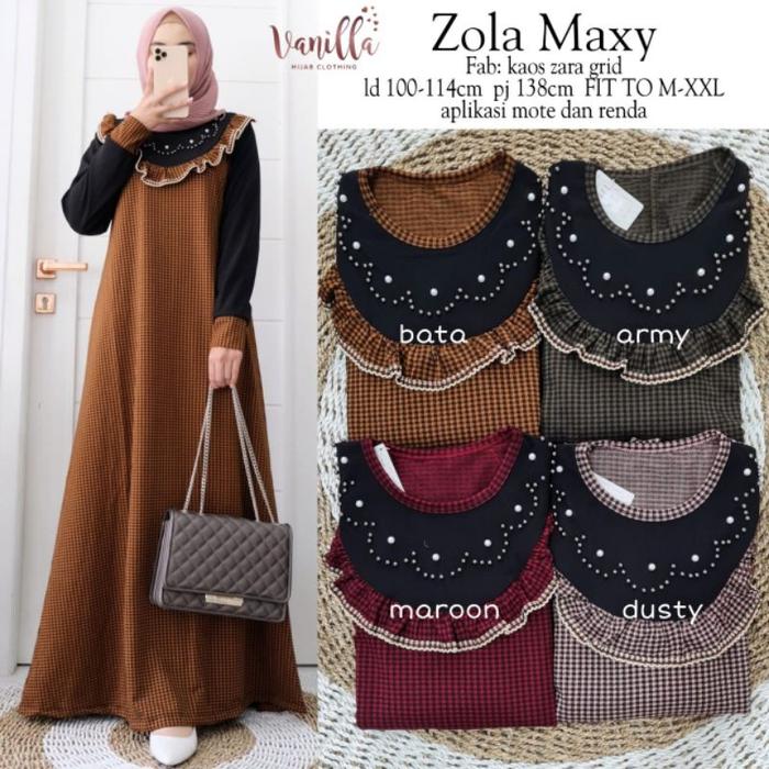 Gamis Renda Kaos Import Zola Maxy by Vanilla Hijab Fashion Solo