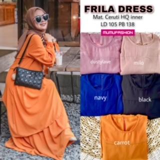 Baju Gamis Ceruti Muslimah Terbaru Kekinian Frila Dress grosir Solo