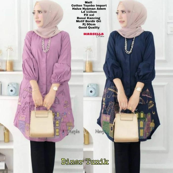 MUMU - Dinar Tunik Katun Import Atasan Wanita Bordir Premium