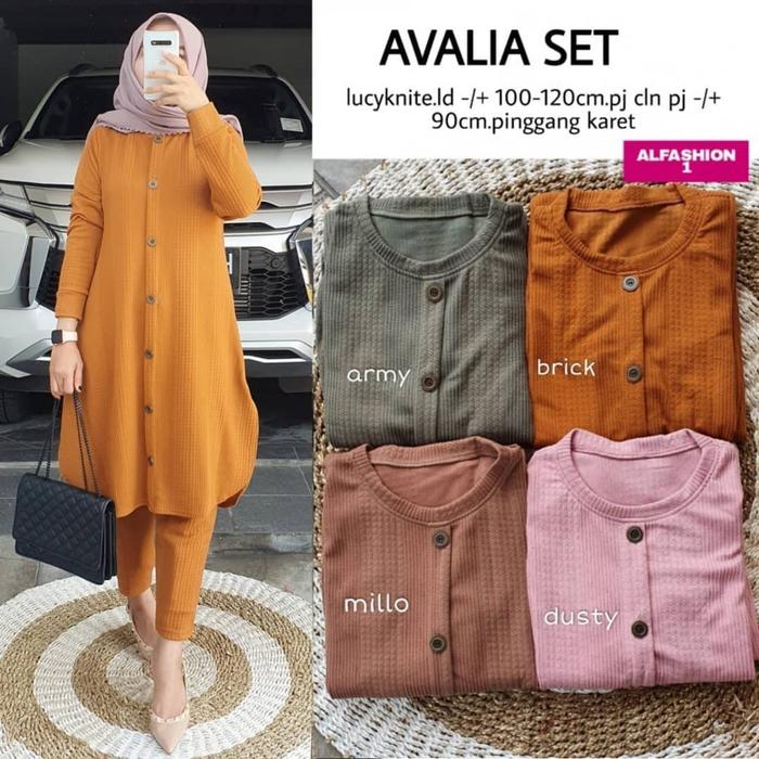 MUMU - Avalia Set/ Savila Set #2 Setelan Tunik dan Celana Rajut Import