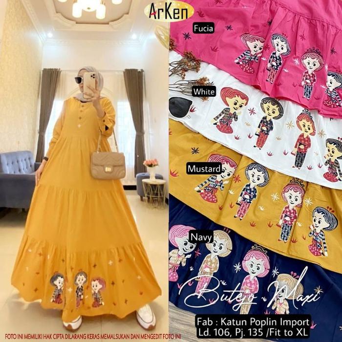 Dress Gamis Katun Poplin import Modis Terlaris BU TEJO MAXY Pict by