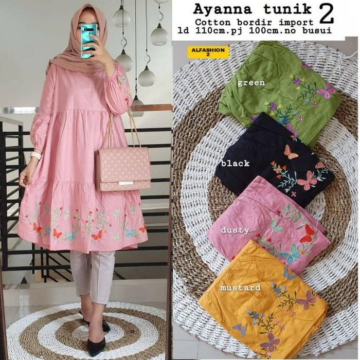 Tunik Jumbo Katun Bordir Asli Qeenar Tuniq by N&D Fashion Solo