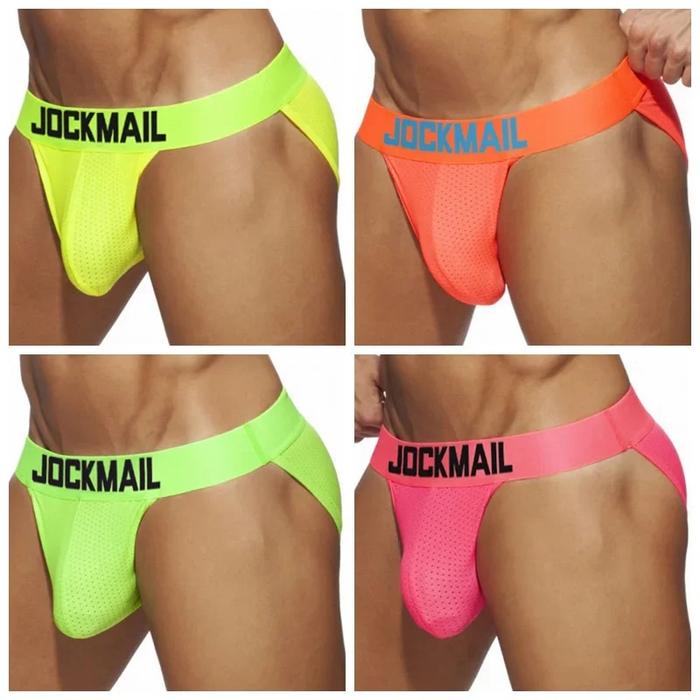JOCKMAIL fashion solid color men underwear polyester fiber mesh b