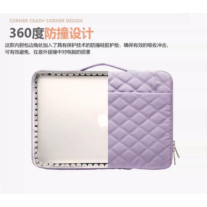 Tas Laptop Macbook KINMAC Diamond Quilted Shockproof Handstrap Size 13