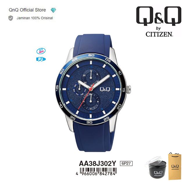 Q&Q QnQ QQ Original Jam Tangan Arloji Pria Analog Rubber - AA38 AA38J