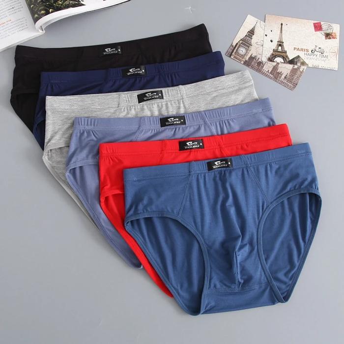 Large Size Men's Briefs Men Bamboo Fiber Underwear Breathable Solid