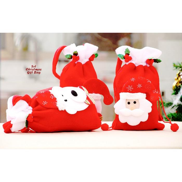 $ya SET Chrias GIFT BAG Tas snack permen edisi Natal ie Bag isi 3