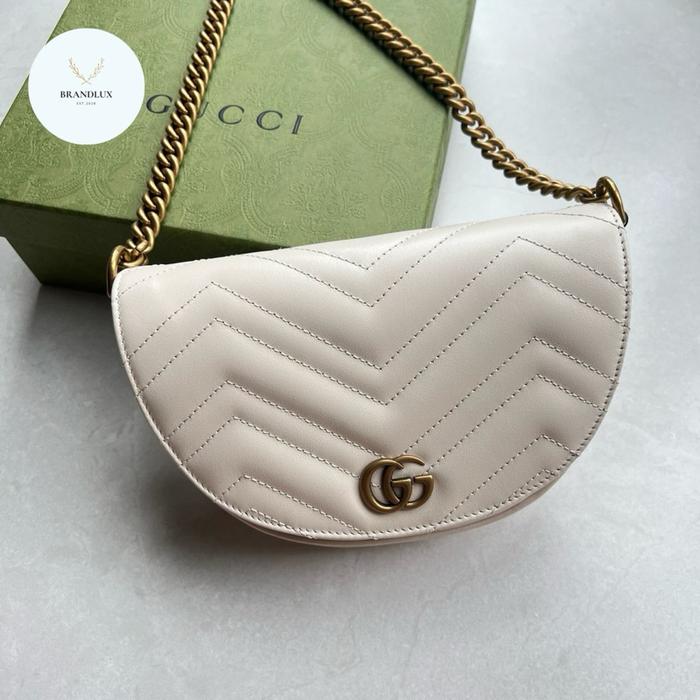 Brandluxid gg marmont mini half round sling bag in white