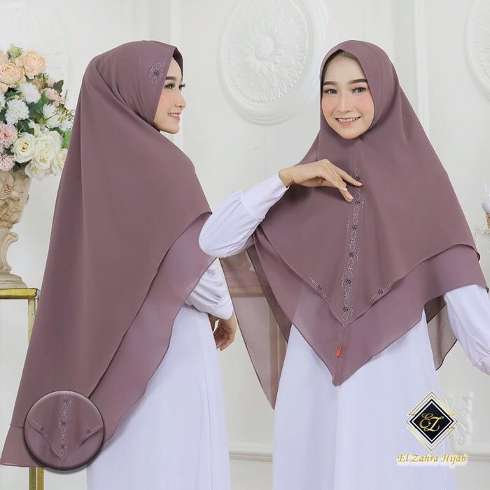 hk3 Khimar Syari Jumbo 2layer Dzevada Hijab Syar.i Pet Antem Ceruty