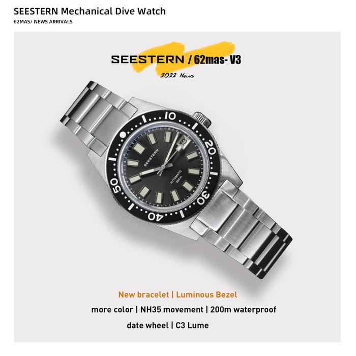 SEESTERN 62MAS Jam Tangan Selam Jam Tangan Mekanis Otomatis Pria