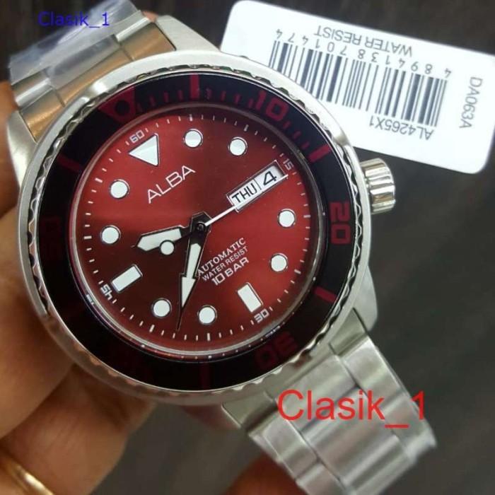 Original 100%! Jam Tangan Pria Automatic ALBA AL4265 AL4265X1 RED DIAL
