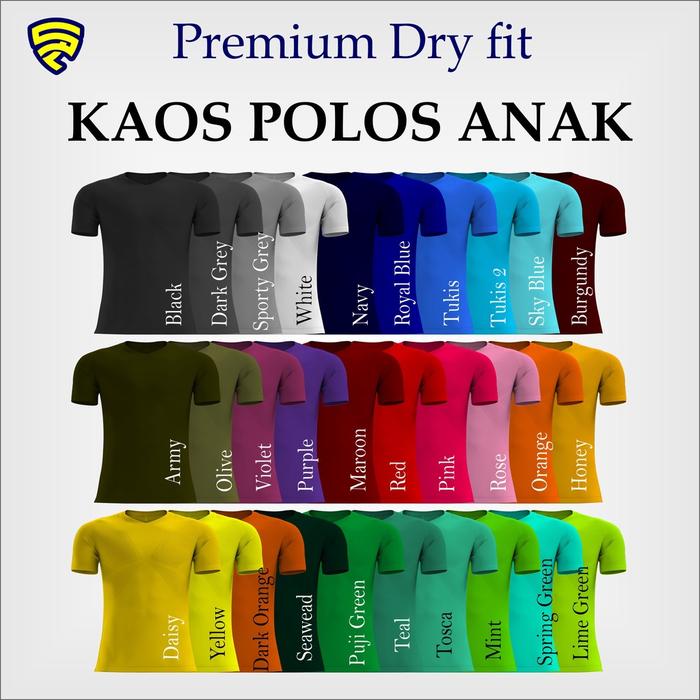 KAOS DRY FIT POLOS ANAK/KAOS POLOS ANAK BAHAN DRY FIT