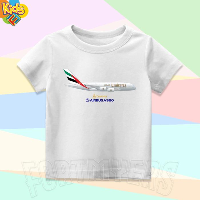 BAJU ANAK KAOS ANAK PESAWAT AIRBUS A380 EMIRATES ATASAN ANAK LAKI LAKI