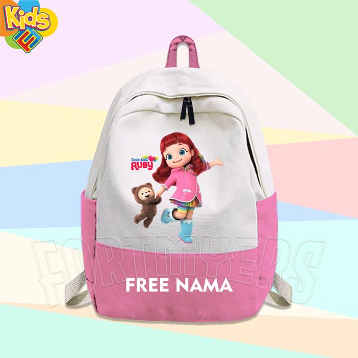 TAS SEKOLAH ANAK MOTIF KARTUN RAINBOW RUBY TAS RANSEL ANAK FREE CETAK