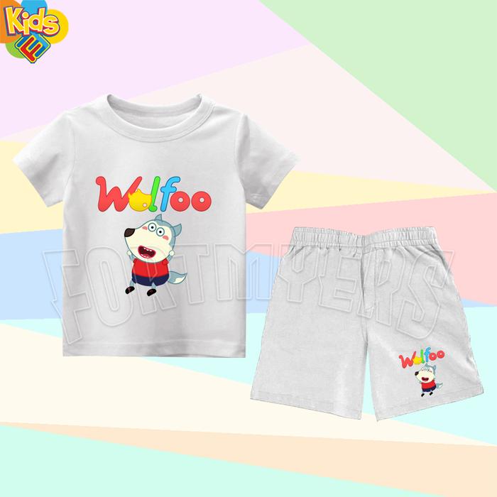 SETELAN ANAK WOLFOO SETELAN KAOS CELANA PENDEK ANAK