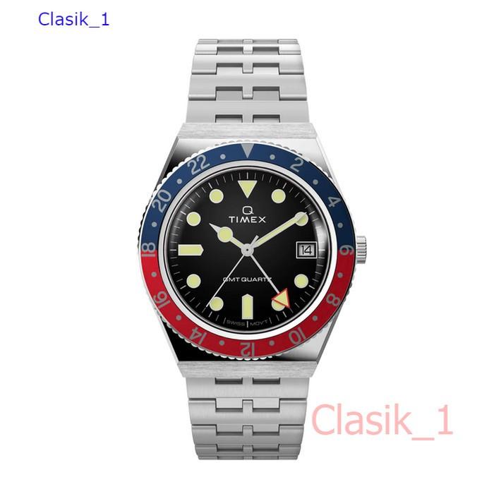Original 100%!! Timex TW2V38000 Q Diver GMT-Jam Tangan Pria-Steel Garansi Resmi