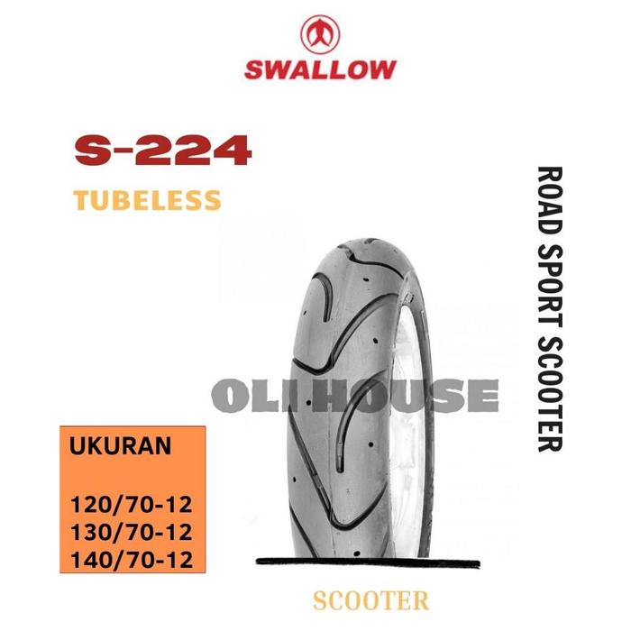 Ban Motor Swallow S-224 Ukuran 120/70 130/70 140/70 Ring 12 Tubeless
