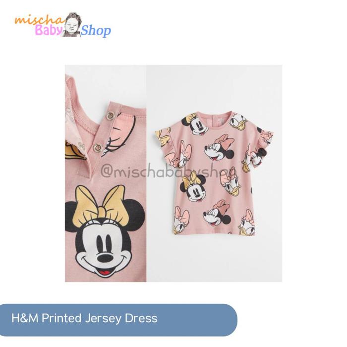 H&M Printed Jersey Dress Pink/Minnie mouse Pakaian Anak Bayi Perempuan