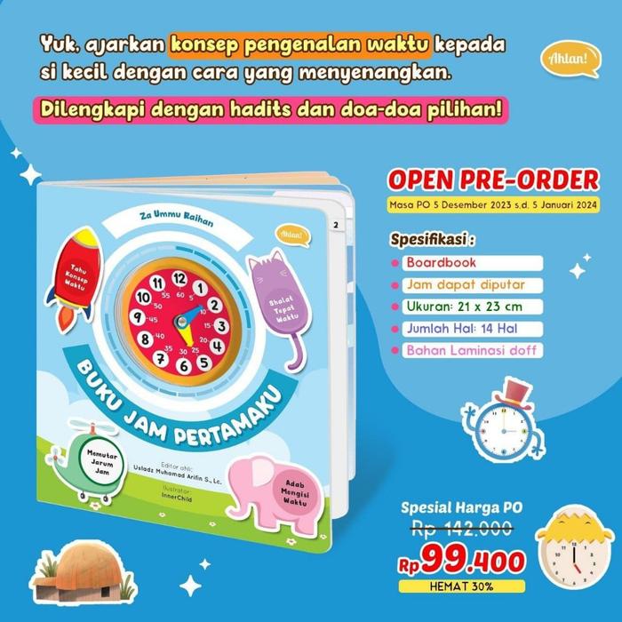[ABC] READY Boardbook Buku Jam Pertamaku - Ahlan Buku Bacaan Anak