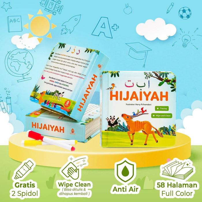 BOARDBOOK Buku Cerita Anak Hijaiyah Alfabet WIPE CLEAN Belajar Huruf