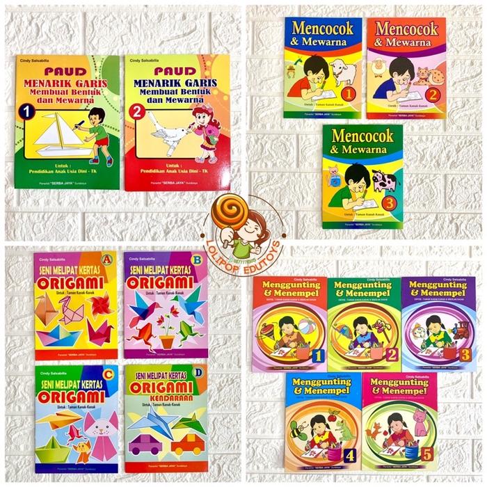 Buku aktivitas anak TK / PAUD Menggunting Menempel Menarik Garis